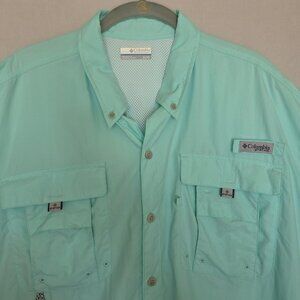 Columbia Angler Fishing Omni-Shade Shirt Teal Mint PFG XL Quick Dry Lightweight